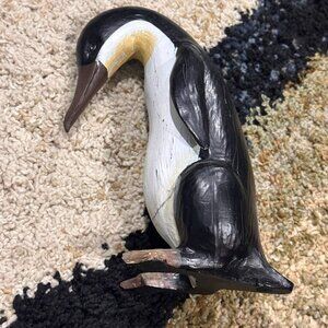 Penguin Tabletop Decor - Medium to Large size Hand Carved Art Penguin NWOT